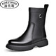 波佐斯（POEZONIS）增高馬丁靴男英倫風(fēng)長(cháng)筒靴子冬季加絨保暖真皮皮靴高幫厚底機車(chē)靴 黑色（四季單鞋） 41