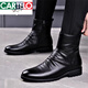 卡帝樂(lè )鱷魚(yú)真皮切爾西靴男低幫復古青年側拉鏈英倫風(fēng)馬丁靴中幫冬季短靴加絨 黑色加絨 41