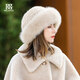 幕加格帽子女冬季韓版漁夫帽加厚保暖狐貍毛編織中青年皮草帽子5320 米色 均碼(帽網(wǎng)微彈力)
