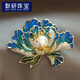 默研（MOYAN）國風(fēng)牡丹花胸針女精致珍珠旗袍漢服胸花外套大衣別針配飾 天藍色  B01-301