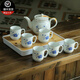 連山閣（LIAN SHAN GE）陶瓷過(guò)濾泡茶壺單壺大號容量帶內置濾芯網(wǎng)茶水壺家用茶具杯子套裝 升級白色牡丹一壺六杯+白如意盤(pán)