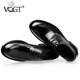 VQGT 春季頭層牛皮商務正裝大頭皮鞋圓頭英倫手工男鞋厚底耐磨增高 黑色手工鞋跟   偏大一碼 42