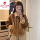 皮爾卡丹（pierre cardin）羊羔毛短外套女2026冬季新款復古保暖皮毛一體寬松加絨小個(gè)子上衣 棕色 M 100-114斤