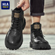 海瀾之家高幫馬丁靴男鞋春秋季英倫皮鞋子男保暖棉鞋防滑耐磨工裝靴子男潮 黑色熱銷(xiāo)款 41 (250mm)