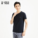 利郎輕時(shí)尚男裝【單向導濕】T恤男LOGO印花短袖內搭打底衫Q4QNY202 黑色 M (170)