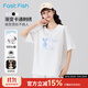 快魚(yú)t恤女2025夏新款百搭舒適簡(jiǎn)約漸變兔子字母刺繡短袖寬松顯瘦女裝 白色85T5002 L