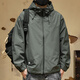 十只鶴美式戶(hù)外沖鋒外套男秋冬季潮牌寬松大碼男裝休閑連帽痞帥工裝夾克 綠色 （春秋款休閑連帽夾克外套） M （100-130斤）