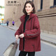 衣典零一（LEDIALYI）加絨加厚派克棉服女中長款2024冬季女裝新款中年休閑棉襖棉衣外套 棗紅色 M(推薦130斤內(nèi)）