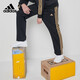 adidas 阿迪達(dá)斯運(yùn)動(dòng)褲束腳褲寬松直筒褲經(jīng)典三條紋休閑褲健身運(yùn)動(dòng)長褲 【透氣款】黑金-直筒褲 XL 推薦:180-185cm