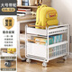 梵儷琳書(shū)包置物架家用書(shū)桌下小推車(chē)可移動(dòng)書(shū)本收納架學(xué)生存放書(shū)包收納柜 雙層大號木柄帶輪款白色