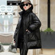 穎輝真皮皮衣女海寧綿羊皮中長(cháng)款羽絨服外套大衣秋冬新款加厚洋氣大碼 黑色 M 130-150斤