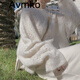 潮牌Avmko毛衣新款馬海毛毛衣女韓版寬松百搭顯瘦套頭長袖慵懶風(fēng)圓領(lǐng)鏤空薄款針織衫 奶米白 均碼