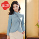 逸紅顔（E.Beauty）山月2025年春裝新品針織毛呢蝴蝶戲蘭刺繡旗袍上衣女 天藍色 XL