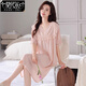 莫代爾天絲麻睡裙夏季女款2025新款冰絲涼感睡衣帶胸墊家居服 25074竹桃粉【帶胸墊】 M (160)