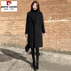 皮爾卡丹（pierre cardin）雙面羊絨大衣女中長款2024年新款黑色毛呢氣質(zhì)西裝領(lǐng)呢子外套 黑色 S