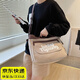 晴碧琳包包女包大容量高級感斜挎包韓版字母撞色單肩包上課通勤帆布包 卡其色丨大容量斜挎包