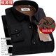 恒源祥加絨保暖襯衫男長(cháng)袖商務(wù)休閑純黑色中年男士加厚保暖襯衣冬 B19X3202黑 42