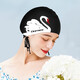 朵梵林（duofanlin） 泳帽女 加大加厚不勒頭長發(fā)大號(hào)防水大頭圍硅膠男專業(yè)護(hù)耳游泳帽 寫意天鵝(短發(fā)及中長發(fā))