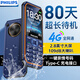 飛利浦（PHILIPS）E588 三防老年人手機(jī)大電池超長(zhǎng)待機(jī)全網(wǎng)通4G移動(dòng)聯(lián)通電信廣電大屏大字按鍵老人學(xué)生專(zhuān)用機(jī) 海軍藍(lán)