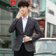 皮爾卡丹（pierre cardin）小西服男2025春秋季新款休閑韓版青年修身單西外套格子小西裝 灰色 M