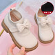 卜丁兒童公主鞋女童皮鞋2025春秋新款洋氣黑皮童鞋蝴蝶結牛皮寶寶單鞋 米白加絨 29 內長(cháng)約18.7cm