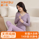 新一步（XINYIBU）【7A抗菌】純棉秋衣秋褲女士秋冬圓領(lǐng)條紋薄款打底衫保暖內(nèi)衣套裝 33410柔紫條（蕾絲V領(lǐng)） XL 建議165-170cm，105-120斤