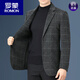 羅蒙（ROMON）雙面羊.絨加厚男西服秋冬季男士羊.毛呢西裝外套便西 藍灰格(款) 加厚 L 170 適合體重125-138