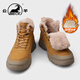 公羊男鞋春季新款加絨加厚雪地靴男東北保暖棉鞋防滑厚底高幫馬丁靴男 土黃色【加絨款】 41