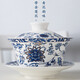 野翔寧夏蘭州八寶茶蓋碗陶瓷特大號甘肅青花瓷單個(gè)大茶杯泡茶碗三泡臺 帶金蓮花（300毫升）