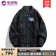 WYBT官方潮牌簡約棒球服男裝PU設計秋季百搭休閑寬松夾克情侶外套 黑色 XL (130-160斤)