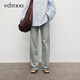 edition牛仔褲女含天絲復古直筒休閑褲淺藍色牛仔褲 牛仔藍色 L (28)