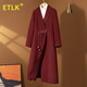 ETLK高端國風(fēng)設計感雙面呢大衣女秋冬季新款長(cháng)款貴夫人純羊毛呢子外套 酒紅色-哥特紅（熱賣(mài)色） M --95-110斤