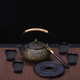 淳意 日本鑄鐵茶壺 南部鐵壺 燒水壺 無涂層內(nèi)膽 多款可選生鐵壺900ml 牡丹壺+壺叉+壺墊+四鐵杯