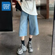 真維斯（Jeanswest）女士牛仔七分褲夏季新款時(shí)尚寬松顯瘦闊腿牛仔中褲KP 淺藍(lán)色8510 M 160/72A
