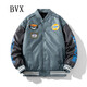 BVX棒球服男新款潮流時(shí)尚加厚飛行員夾克秋冬季情侶裝百搭休閑外套 孔雀藍 3XL