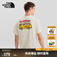 北面（The North Face）短袖T恤男女 美式休閑半袖透氣小汽車卡通印花簡約 米白色 2XL /185