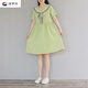 逐夢(mèng)魚(yú)胖女童夏裝連衣裙胖女孩寬松加肥加大碼12-15歲初中生學(xué)院風(fēng)裙子 綠色 165 S碼-建議體重70-90斤