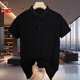 倉石一樹(shù)高端polo衫男短袖保羅t恤潮牌大碼男裝胖子翻領(lǐng)新款寬松黑色半袖 黑色 L