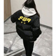 梵戀淑 美式設(shè)計(jì)感棉服外套女2024秋冬新款學(xué)院風(fēng)可愛加厚棉衣面包服 黑色(高品質(zhì)) S 建議體重 70-100