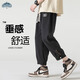 頂峰保羅（Dingfengbaoluo）寬松直筒冰絲休閑男士春夏港風(fēng)運(yùn)動(dòng)速干九分工裝褲子K311黑色2XL