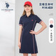 U.S. POLO ASSN.US保羅polo裙2023夏季新款休閑翻領(lǐng)運(yùn)動(dòng)少女修身顯瘦a字T恤裙子 深藏青 L 165/88A