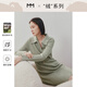 麥檬MM麥檬秋冬時(shí)尚百搭綠色v領(lǐng)羊毛針織連衣裙女5DA294541 豆綠 S