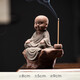 歸瓷紫砂小和尚線(xiàn)香香插茶寵擺件可愛(ài)小沙彌精品可養插香器禪意人物桌面裝飾工藝品 小和尚-靜坐（含線(xiàn)香+小竹墊）