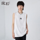 RIVERSTONE流石男裝冰氧吧涼感透氣運動(dòng)背心2025年新款夏季男生寬松無(wú)袖T恤 白色 M /170