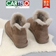 卡帝樂鱷魚（CARTELO）高檔厚底雪地靴女款冬季2025新款皮毛一體短靴加絨加厚保暖東北大 棕色 38