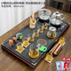 唐云匠心茶具套裝家用全自動(dòng)實(shí)木茶臺人造石茶盤(pán)底部上水功夫茶具配件整套 款19圓窗雅韻把杯玻璃+底部上水