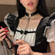 戚小米貓咪鈴鐺項(xiàng)圈女頸帶鏈子頸圈choker鎖骨鏈皮質(zhì)頸環(huán)項(xiàng)鏈K9脖圈頸鏈 【黑】貓耳鈴鐺項(xiàng)圈+牽引繩