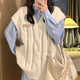 鴻逸珠針織馬甲女毛衣背心秋冬2024新款打底學(xué)院風(fēng)襯衫坎肩韓版保暖內(nèi)搭 針織馬甲帶金屬標【白色】 均碼 【建議120斤以內(nèi)】