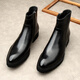 NIUPILI/牛皮李冬季商務(wù)高幫皮靴男黑色頭層牛皮尖頭厚底皮鞋英倫中筒靴子潮 黑色 39 標準尺碼