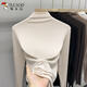 啄木鳥莫代爾半高領(lǐng)打底衫女春秋薄款內(nèi)搭長(zhǎng)袖上衣大碼顯瘦色休閑T恤 膚色 XL (建議120-140斤)